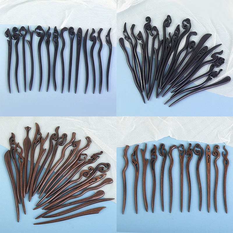 Sandalwood Hairpin Antique Hair Accessories Classical Wooden Hairpin New Chinese Style High-end Feeling Hairpin Big Leaf Rosewood Hairpin Hanfu Headwear