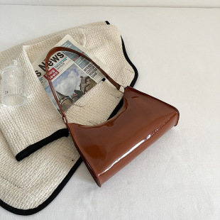 French style simple texture Western style ins underarm women's bag French stick bag 2023 new fashion glossy portable shoulder bag
