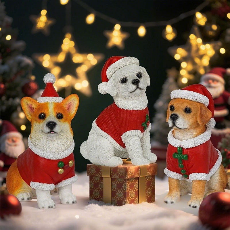 クロスボーダークリスマスウェルカム犬像樹脂工芸品装飾品家庭菜園寝室書斎デスクトップ装飾|undefined