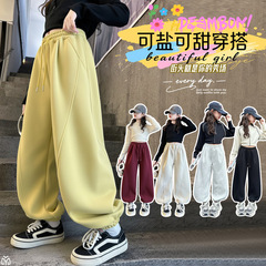 运动裤女初中生秋2025新款儿童跨境裤子女孩大童秋装韩系休闲卫裤