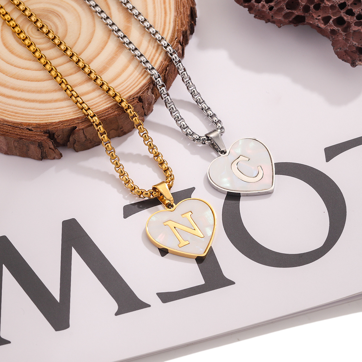 DIY Jewelry Accessories Classification 1 Piece 22*29mm 304 Stainless Steel Shell Letter Heart Shape Polished Pendant