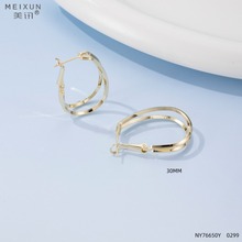 丽银化蝶简约系列高精致简约欧美时尚大气 精致高级耳圈系列耳环