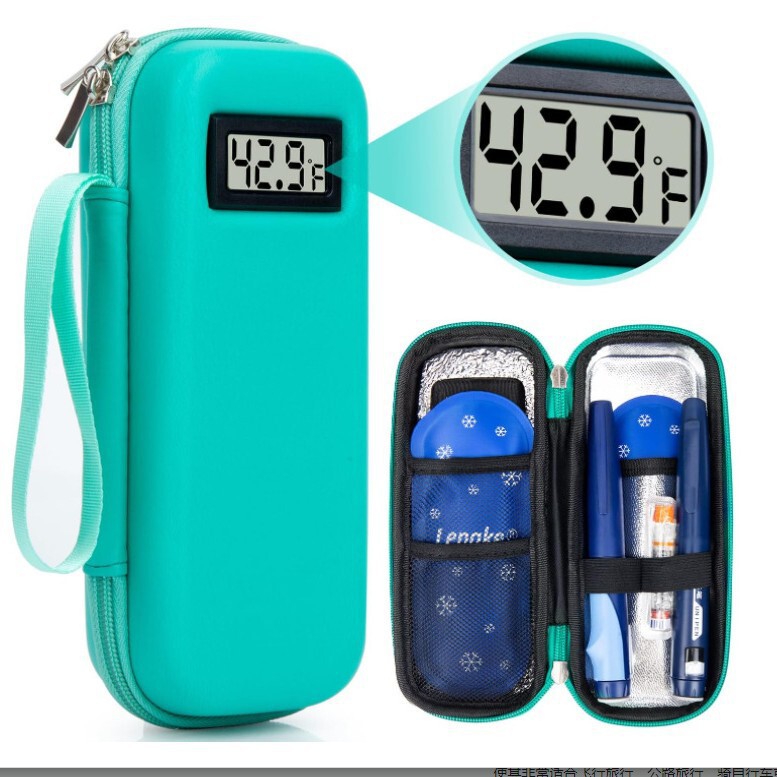 Insulin Cooler Box with Temperature Display - Refrigerated Medicine Travel Case with 2 Tsa