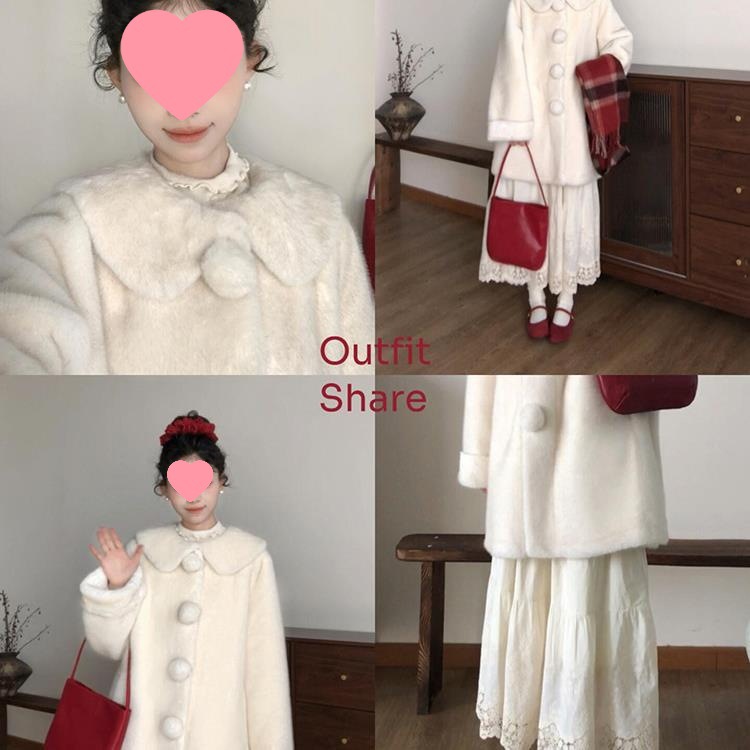 水貂毛毛毛毛球加厚中古皮毛一体冬中长款大衣雪球皮草外套女