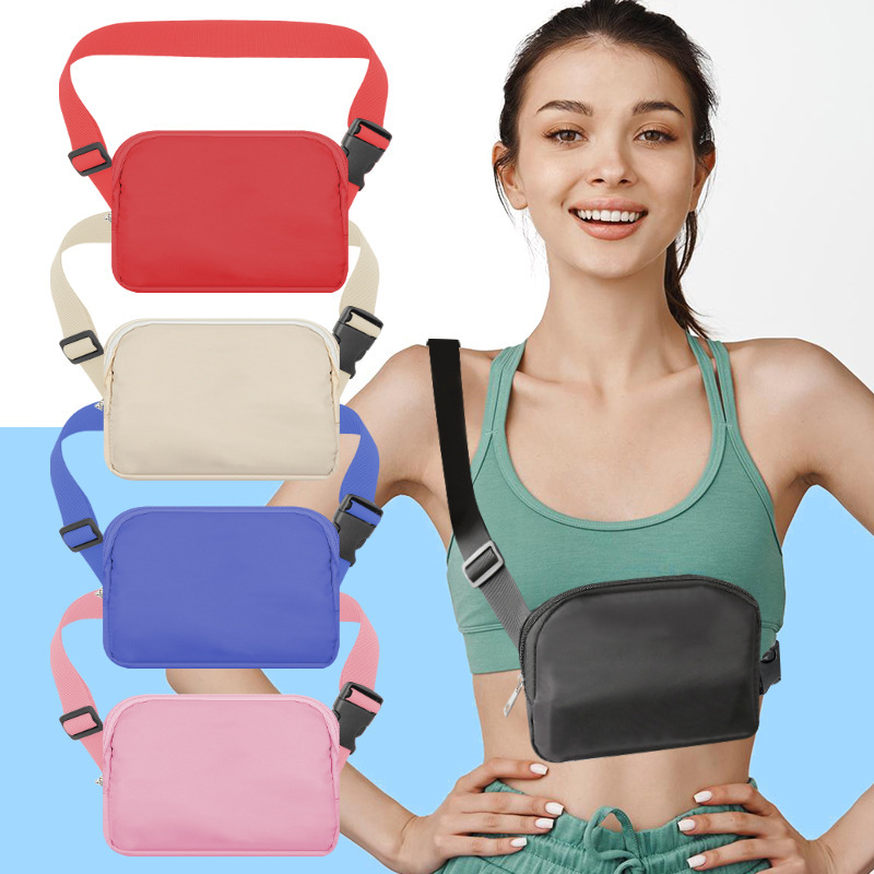 Cross-Border Lulu Bag Same Style Nylon Sports Fashion Waist Bag Waterproof Crossbody Men's and Women's Mobile Phone Chest Bag Shoulder Bag