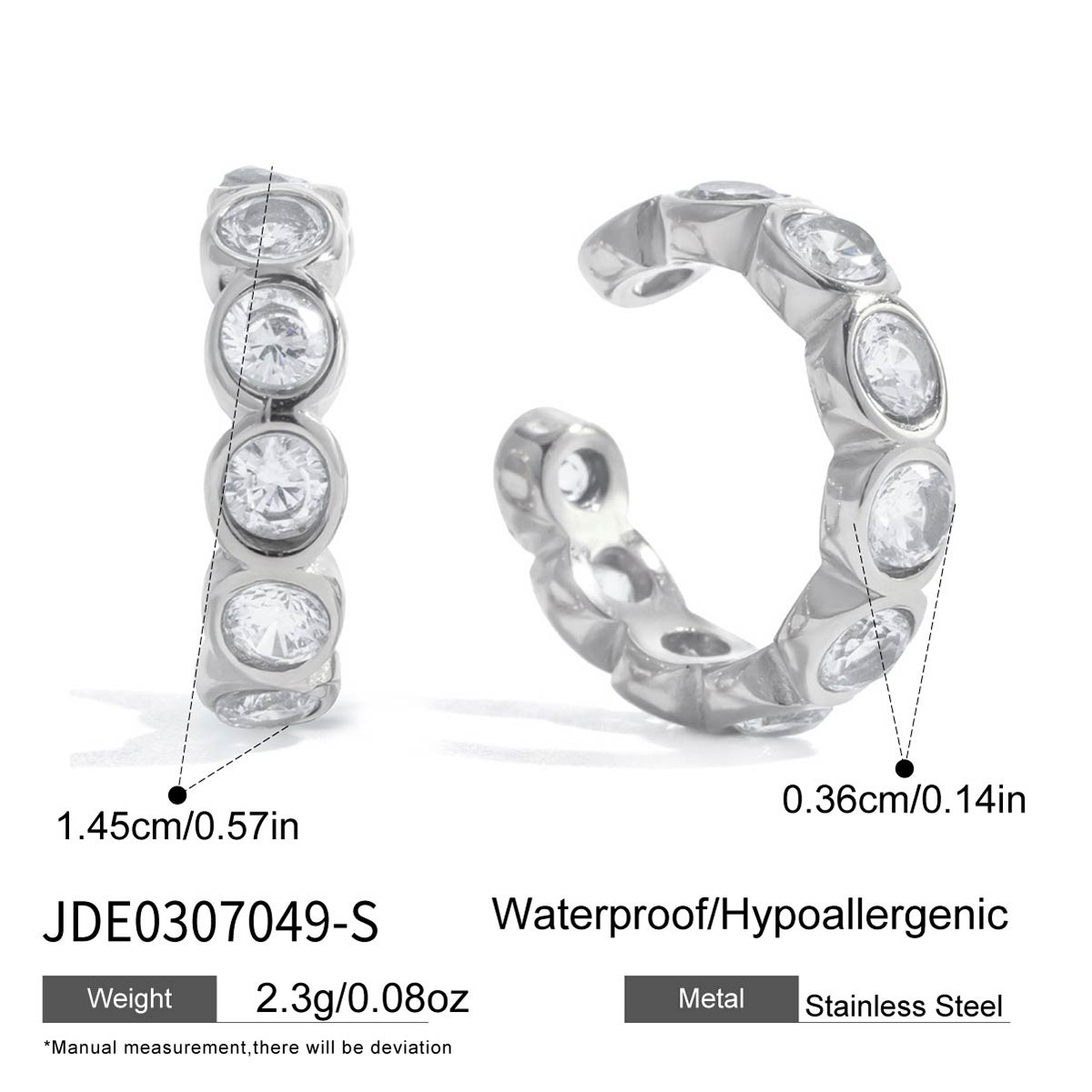Wanxing europa y americana pendientes de zircon blanco ligero lujo alto sentido de joyería transfronteriza nicho diseño pendientes de acero inoxidable