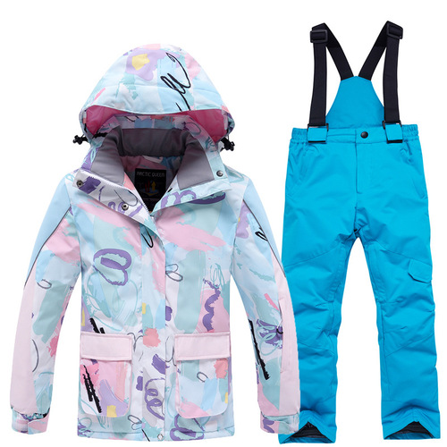 Children's Ski Suit Set for Girls, Winter Outdoor Windproof and Waterproof Warm Thicken Ski Jacket and Pants, New Style