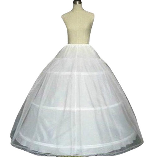 Bride's floor-length wedding dress with bustle, wedding dress petticoat, 3 circles, 1 yarn, hard mesh tutu, lined with fabric, elastic waistband, lace petticoat