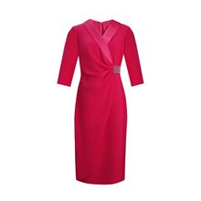 2025秋冬欧美新款时尚修身中长款包臀长袖翻领职业西装V领连衣裙