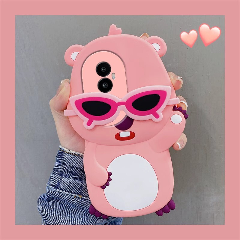 Little Beaver Is Suitable for Opporeno9 Mobile Phone Case Reno8 Pink Loopy Girly Heart Apple 16 Soft Shell Anti-Fall