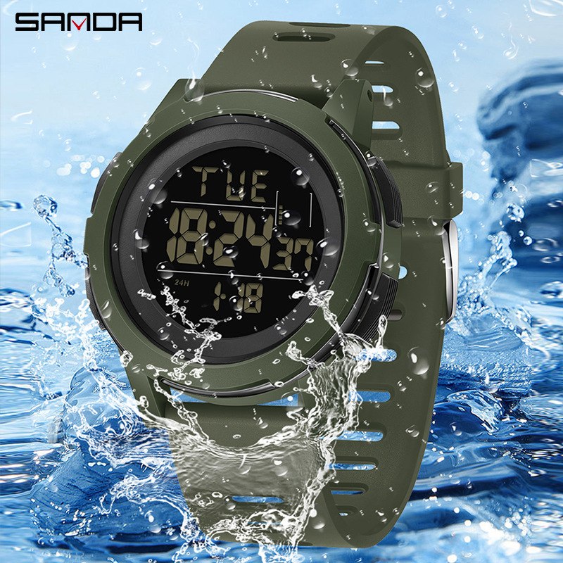 Sanda2188 reloj electrónico de pantalla única tendencia de moda coreana luz nocturna despertador impermeable reloj electrónico 2188