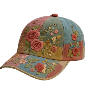 �羳�¿� Women's Casual Pink Retro Floral Hat Ů�����e�͹�ñ