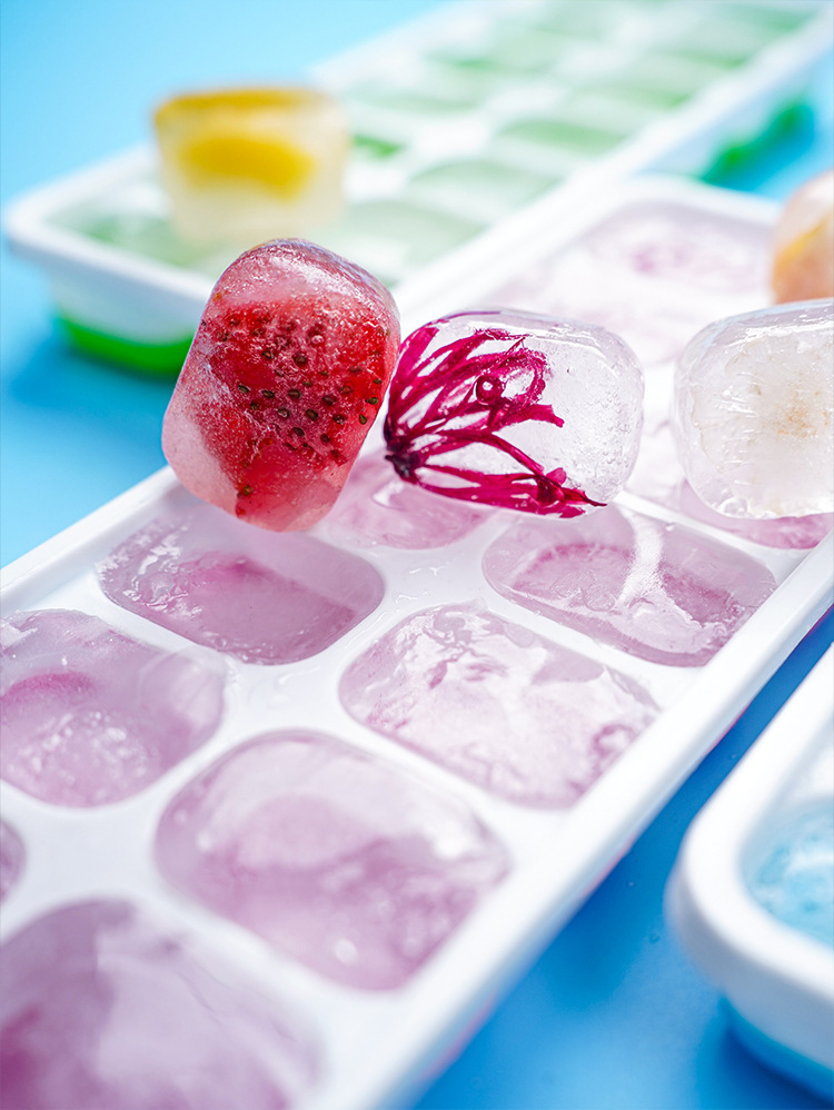 6-compartment 14-compartment square ice cube mold, silicone soft-bottomed ice cube box with lid easy to remove, homemade ice cube box