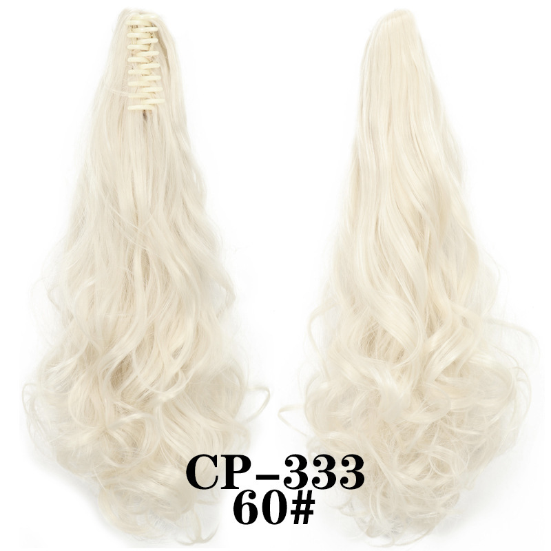 Europa y los Estados Unidos pelucas ondas largas pelucas de fibra química agarrar clip de cabello rizado garra de caballo 8 dientes fábrica de cola de caballo en stock