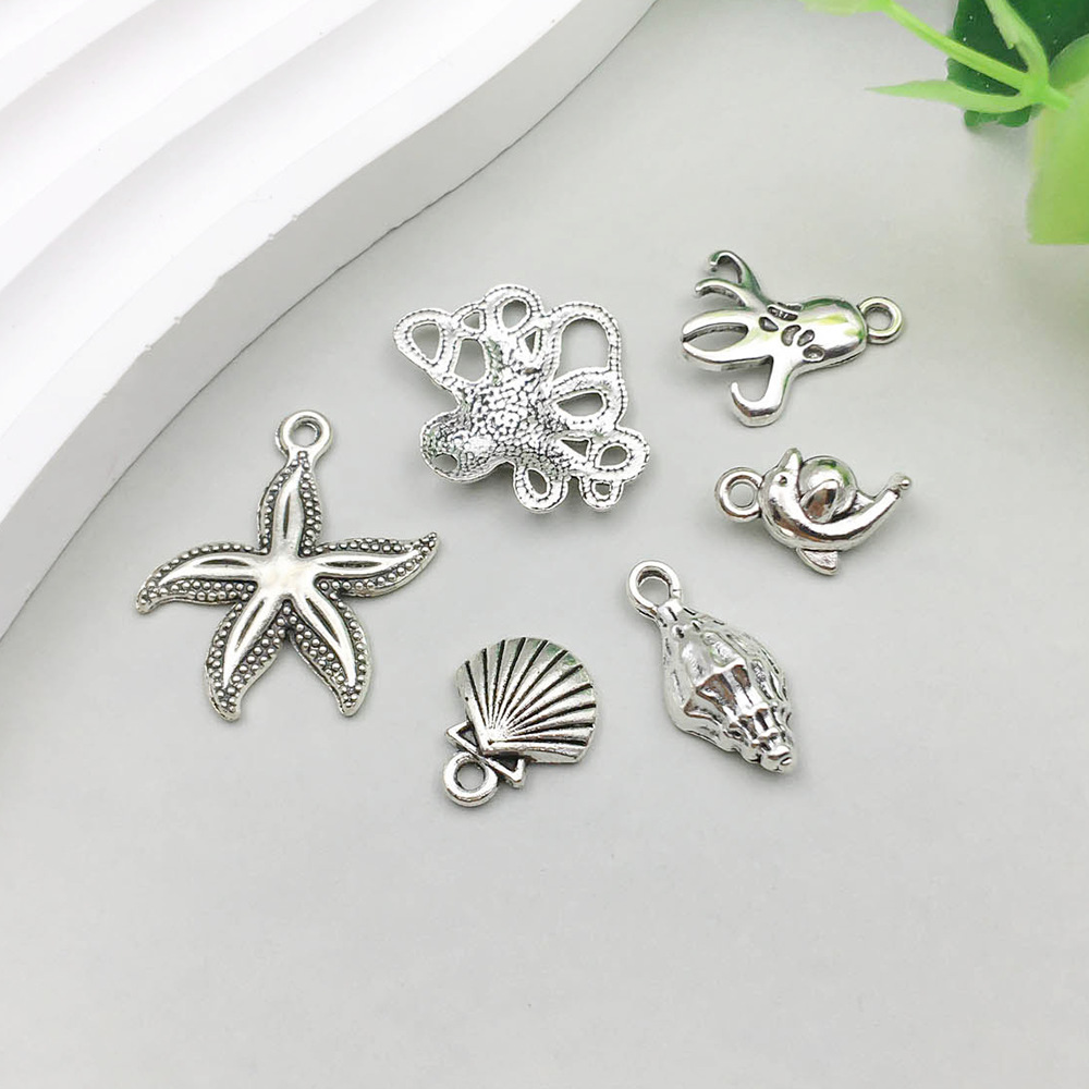 2g Weight Pendant Jewelry Making Type DIY Jewelry Accessories Classification 16 Models Per Model 1, 16/Bag Quantity Alloy Material Starfish, Ocean, Mermaid, Fish Pattern Plating Design Simple Style, Classic Style Style 16 Models Per Model 1, 16/Bag Alloy Starfish Ocean Mermaid Pendant DIY Jewelry Accessories 1
