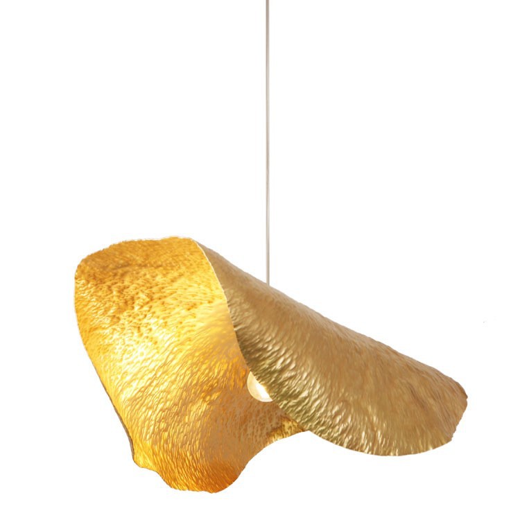 Todo cobre nuevo comedor chino hoja de loto lámpara de araña de lujo de alta gama vestíbulo del hotel cafetería sala de té arte Zhongshan lámparas