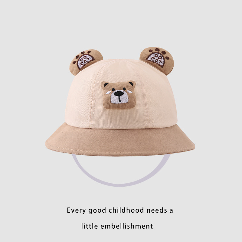 Sombrero de bebé primavera y otoño oso pequeño sombrero de pescador lindo niño niñas sombrero de sol bebé versátil sombrero de sol verano delgado