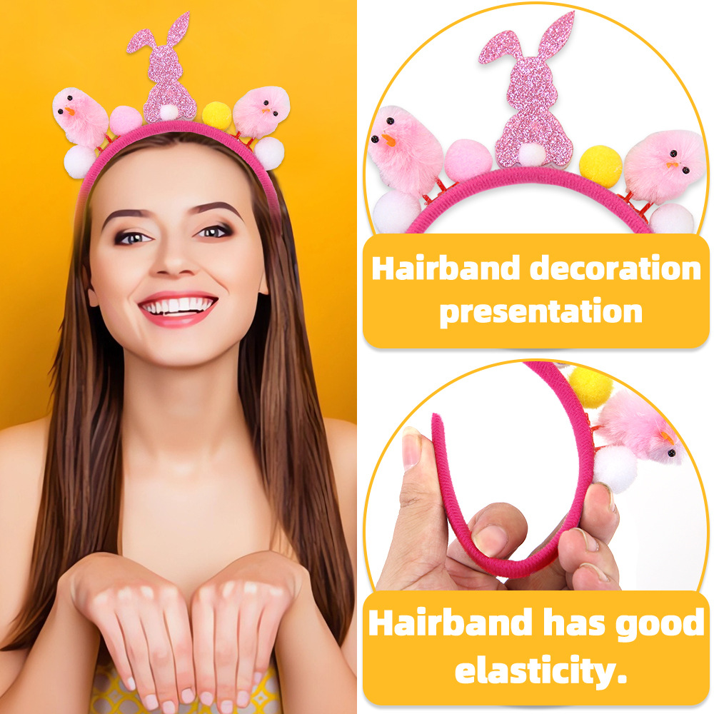 1 Piece Quantity Easter Cute Rabbit Chick Hairball Party Festival Headband Party Supplies Party Accessories 1 Piece