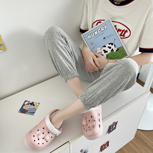 Women's Croc Shoes Summer  New Thick-Soled Comfortable Baotou Half-Drag Anti-Slip Outer Wear Internet Celebrity Beach Sandals