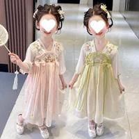 Детский костюм Maikebel Hanfu Super Fairy Ancient для девочек, новинка 2025 года, стильный костюм Тан, платье принцессы, летнее модное платье.
