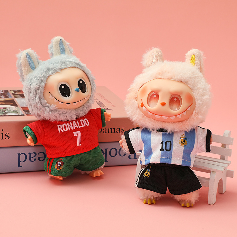 Clothing Only] Labubu First Generation, Second Generation and Third Generation Baby Clothes Labubu Football Uniforms, Jerseys and Pants Wholesale