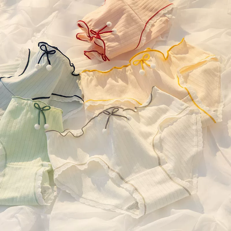 Нижнее белье для женщин со средней талией, корейский стиль, студенческие девушки, милые и милые хлопковые штаны, дропшиппинг, трансграничная оптовая продажа Amazon