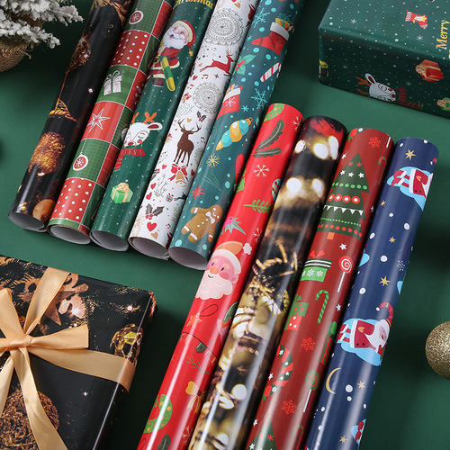 Wholesale Christmas wrapping paper Christmas gift box packaging paper double-sided colorful bouquet packaging paper