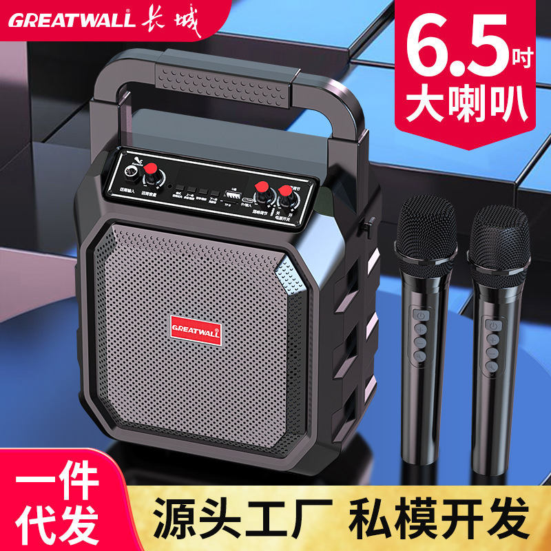 Great Wall Bluetooth Speaker, Outdoor Portable Speaker for Square Dancing, High Volume with Microphone for Karaoke and Public Address