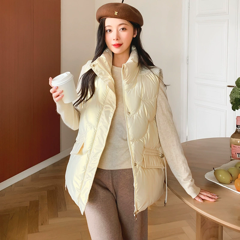 Яркий хлопковый жилет с лицевым пухом, женский осенне-зимний новый короткий СВОБОДНЫЙ Модный жилет в Корейском стиле, жилет, куртка для внешней торговли