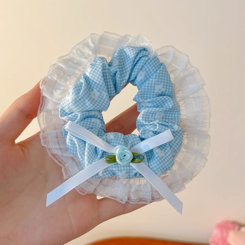 Lazo de encaje para niños, lazo para el cabello de intestino grueso, niña, bola, cabeza, cuerda para la cabeza, niña dulce, cola de caballo, cuerda para el cabello, tocado