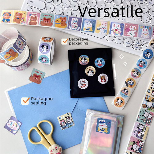 Tengyi Original Cartoon Sealing Tape Cute DIY Decorative Sticker Creative Envelope Sticker Self-Adhesive Tape 300 Pcs