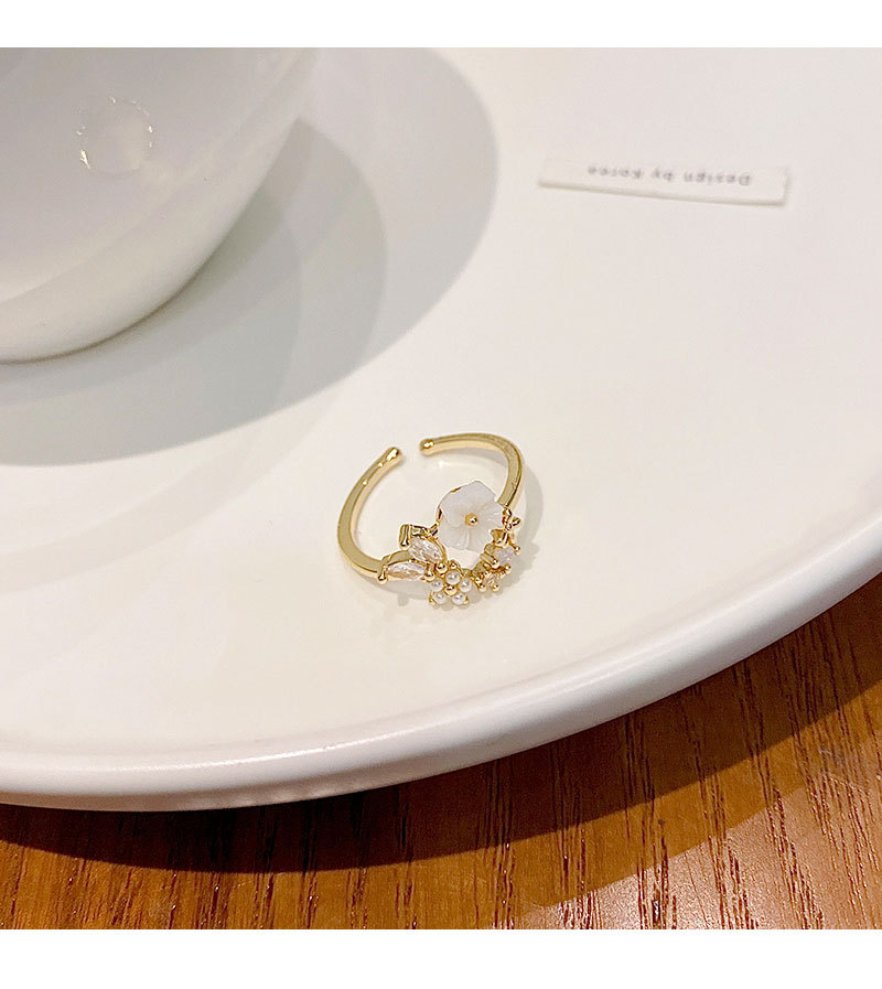 Fashion Flower Copper Plating Zircon Open Ring