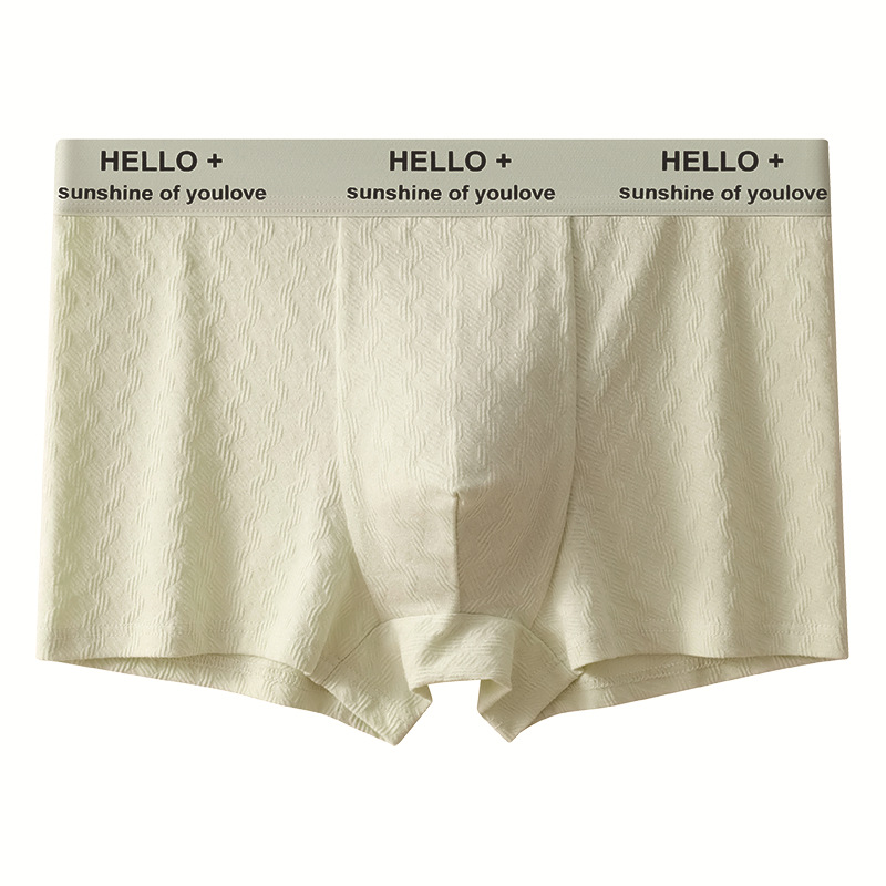 Ropa interior de algodón para hombre, pantalones bóxer de cintura media agradable para la piel de otoño e invierno, pantalones cortos bóxer de color sólido jacquard para hombre, cabeza