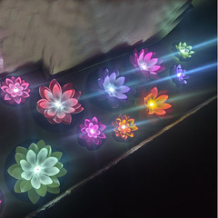 荷花灯水浮水感应家居装饰电子灯漂浮莲花荷叶遇水就亮景观池摆件