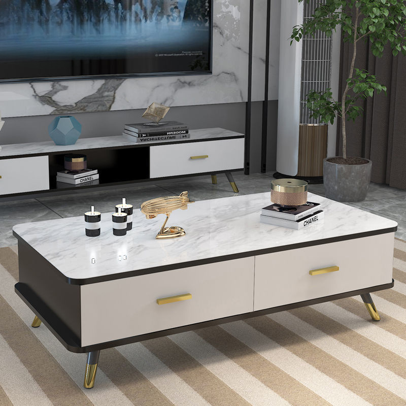 나무 커피 테이블: 120 회색과 흰색 대리석 패턴