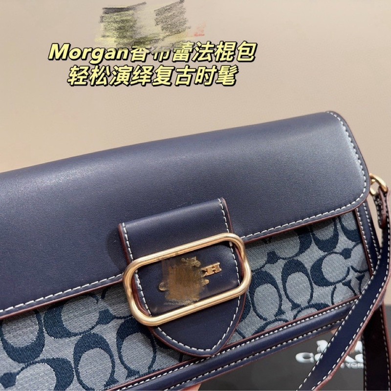 奥莱新款Denin香布雷提花帆布拼皮腋下小方包复古Morgan法棍包女|undefined