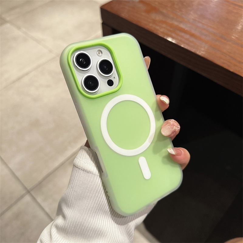 マカロンソリッドカラー磁気吸引 Apple 16 携帯電話ケースキャンディーカラー 15 シンプル 17 携帯電話ケースソフトシェルツーインワン|undefined