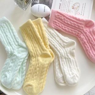 Autumn and Winter Socks Women's Warm fleece-lined Thickened Imitation Mink Candy Color Ins Floor Socks Plush Sleep Socks