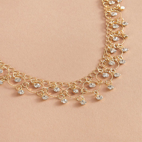 Hot-selling zircon-inlaid drop necklace for women, Instagram-style, European and American personalized geometric tassel clavicle chain—wholesale from factory