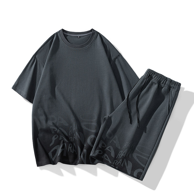 Men's Clothing Cross border exclusive summer short sleeved suit for men, casual sportswear, trendy and handsome ice silk T shirt for men_voghion.com