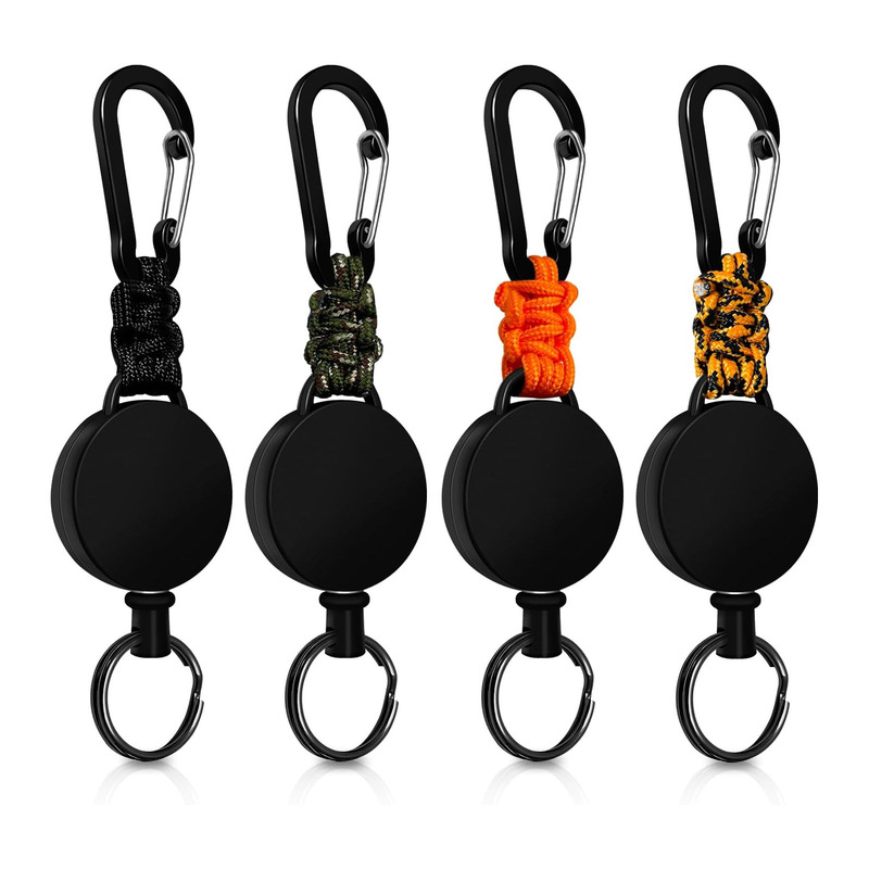 Heavy-Duty Retractable Braided Rope with Black Pull Buckle, Steel Wire Lock, Round Device, and Heavy-Duty Reel Badge