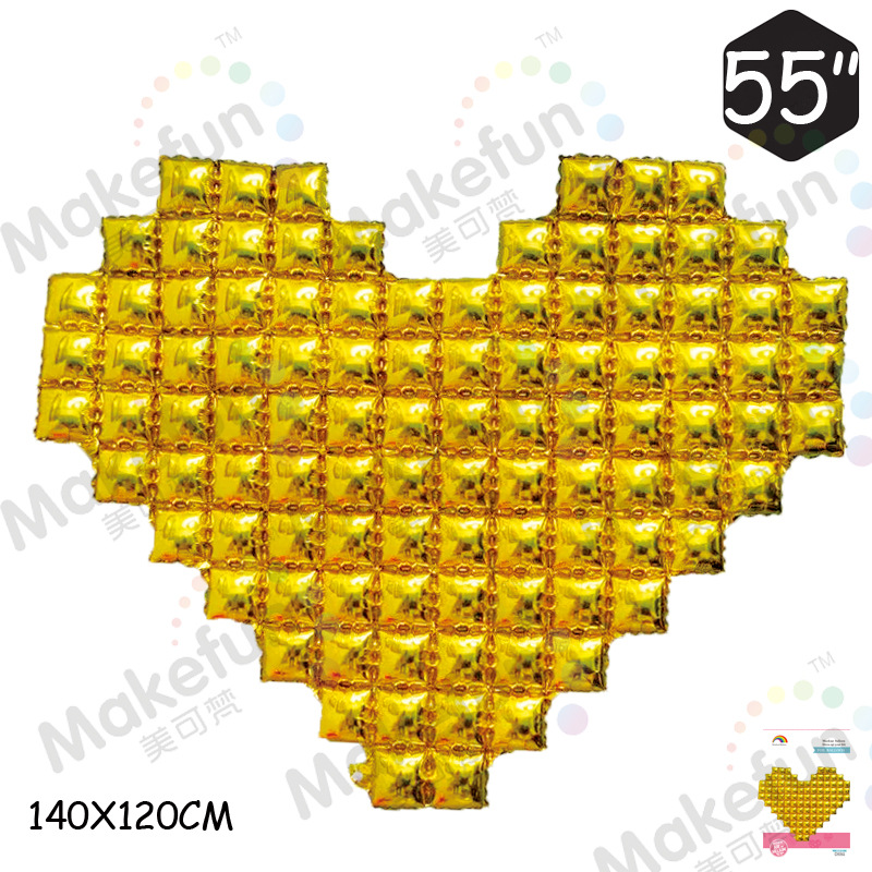方块爱心背景墙金色