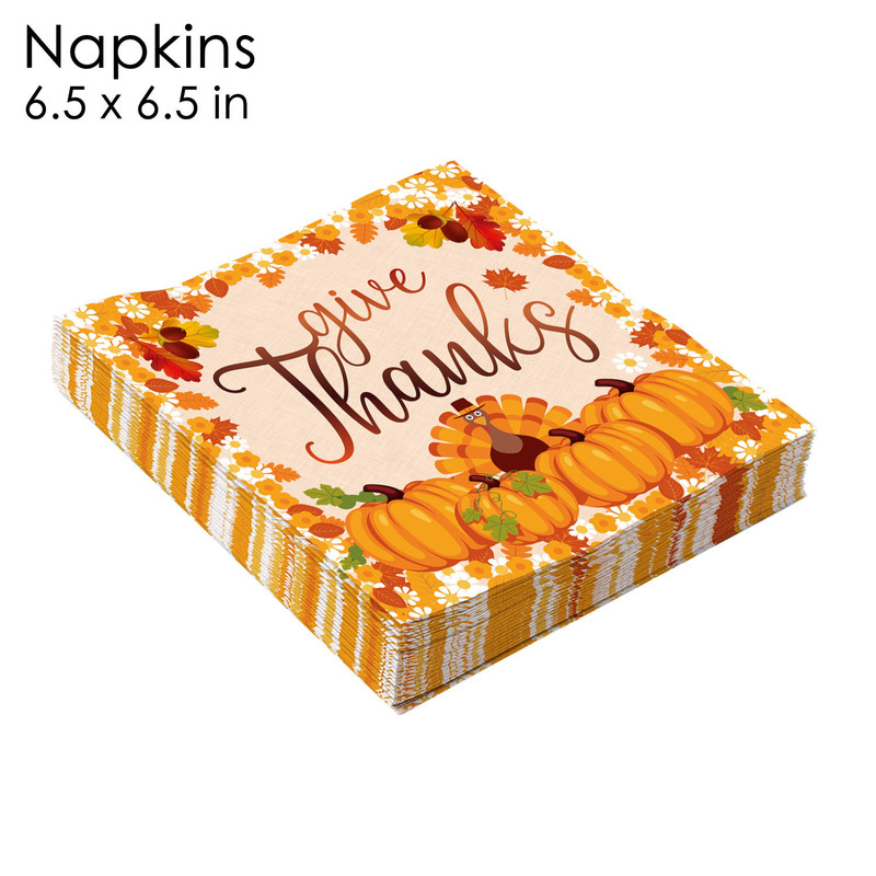 JW Spot Thanksgiving Turkey Element Pumpkin Autumn Paper Towel Yellow Bottom Turkey Full Edition Printing Napkin