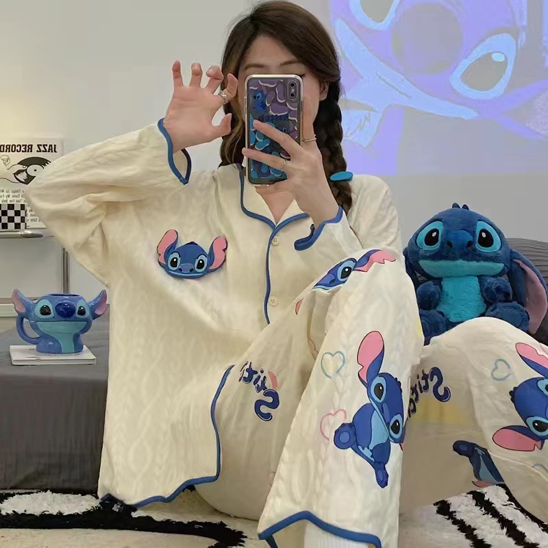 Pijamas nuevos para mujer, pantalones de manga larga para primavera y otoño, cárdigan para mujer, conjunto de ropa para el hogar para estudiantes, 2024 image 16