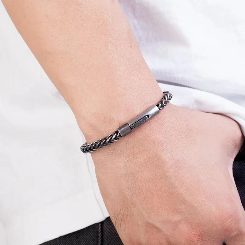 Street Occasion Titanium Steel Material Hip-Hop Geometric Titanium Steel Plating Men'S Bracelets Men's Chain Bracelets
