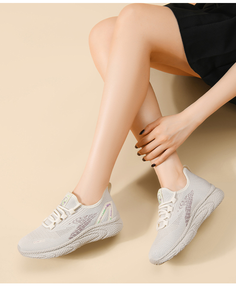 Giày sneaker nữ lưới thoáng khí chạy bộ nhẹ êm chống sốc mùa xuân hè 2025 — DH 98012 đen đỏ, DH 98021 đen trắng, LJ 69319 màu đen, JST 7036m đỏ chi tiết 4
