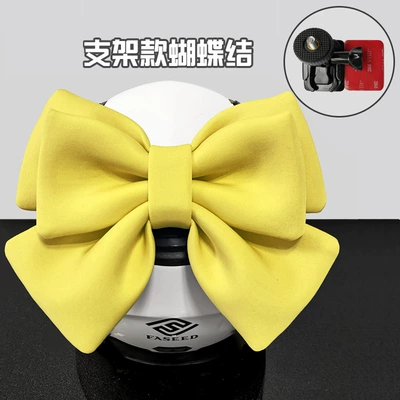 Decoration, Cycling, Bicycle, Ski – Motosiklet dəbilqələri - one-size-fits-all-lemon-yellow-double-layer-luxury-bow-gopro-bracket
