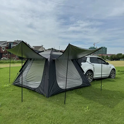 black rain-proof sun-proof awning — Avtomobil dam çadırları - extra-large-luxury-rear-tent-cool-black-300300200cm-multiple-people