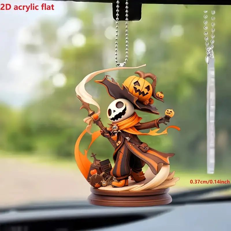 Halloween creativo nuevo producto calabaza esqueleto colgante de vacaciones acrílico transfronterizo colgante de automóvil llavero colgante image 3