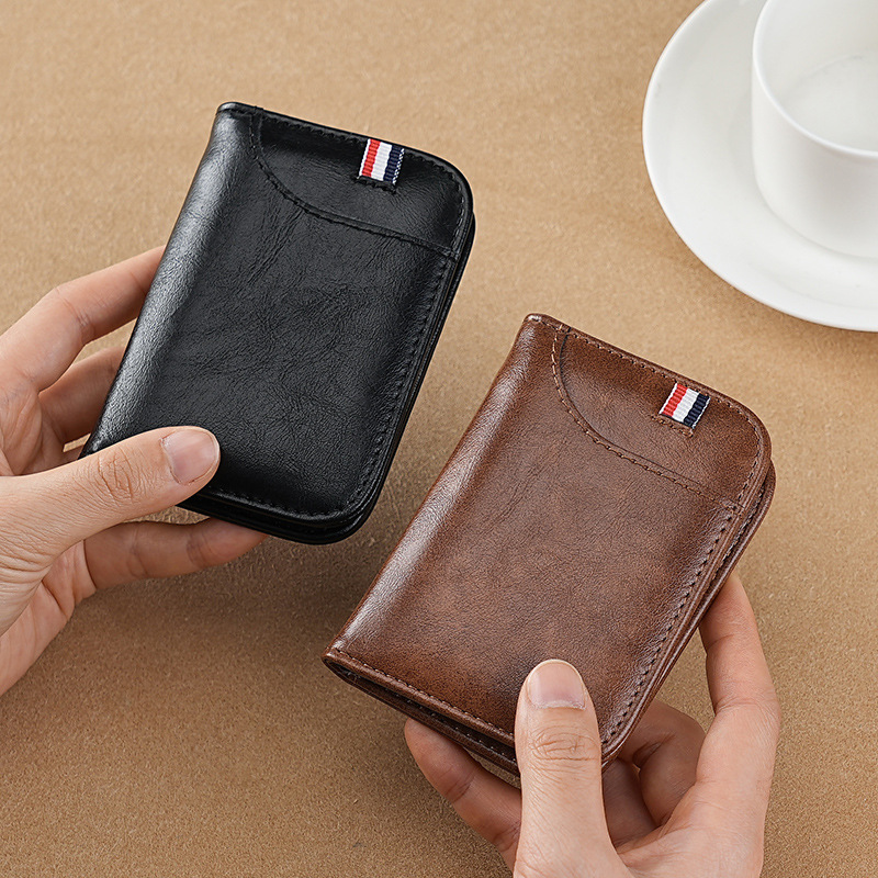 Transfronterizos de hombres portátiles multifunción tarjeta de gran capacidad tarjeta delgada bolsa de tarjetas multifunción fabricante de tarjetas en stock